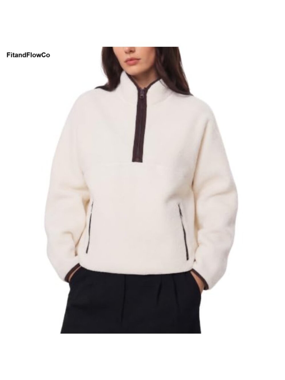 Quarter Zip Fleece Pullover Sweatshirt Fuzzy Sherpa Jacket